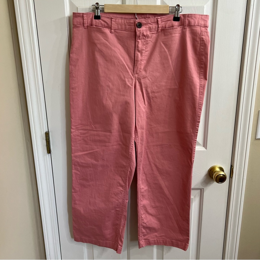 Old Navy 16 Pink High Rise Cropped Stretch Chino Pants 38x26.5